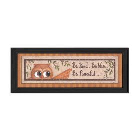 "Wise Owl" By Mary June; Printed Wall Art; Ready To Hang Framed Poster; Black Frame