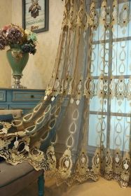 High-end Embossed Embroidered Window Screens For Living Room And Bedroom Italian Flannel Shading (Option: Blue coffee gradient yarn-1meter punching processing)